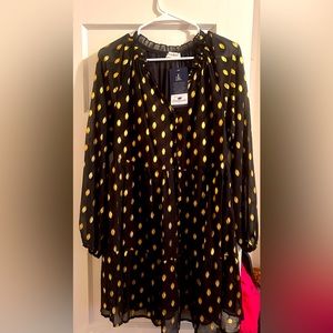Black and gold polka dotted dress